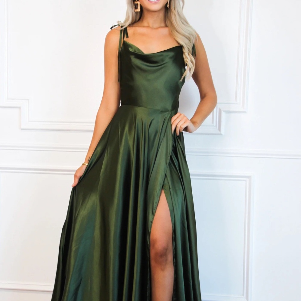 NWT Bella and Bloom Tonight's The Night Satin Formal Dress Olive 2XL